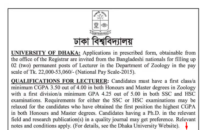 Dhaka University job circular 2024